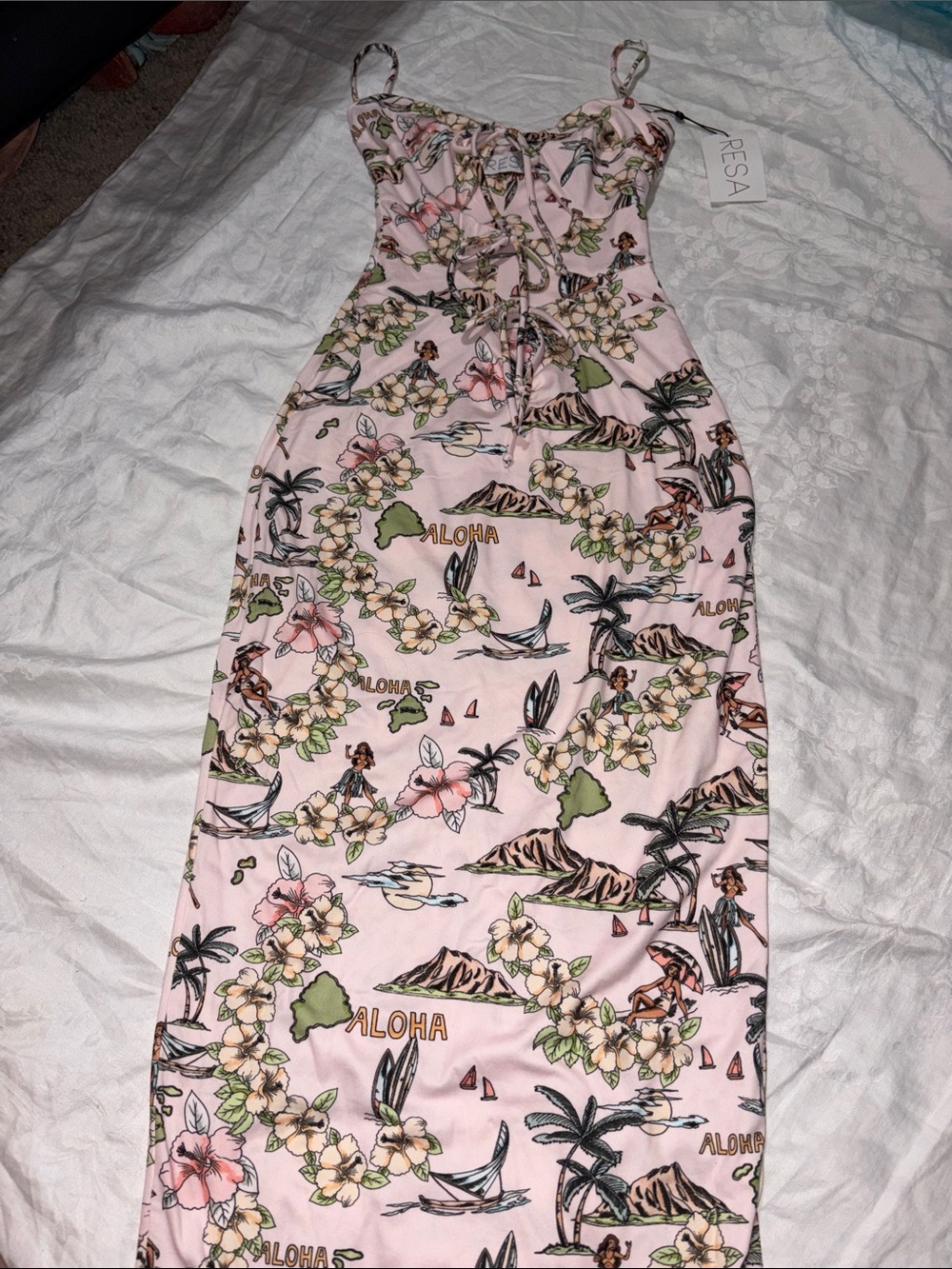 Nwt RESA  Maddie cut out front Midi Dress XS aloha